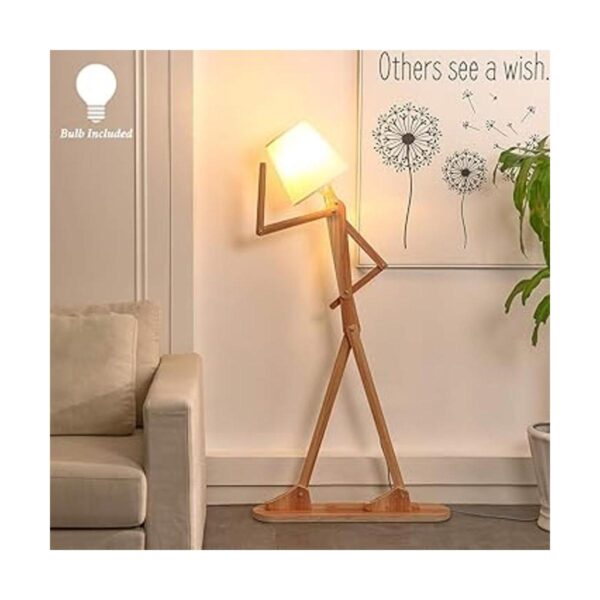 HROOME Lámpara de pie alta decorativa de madera con brazo_2