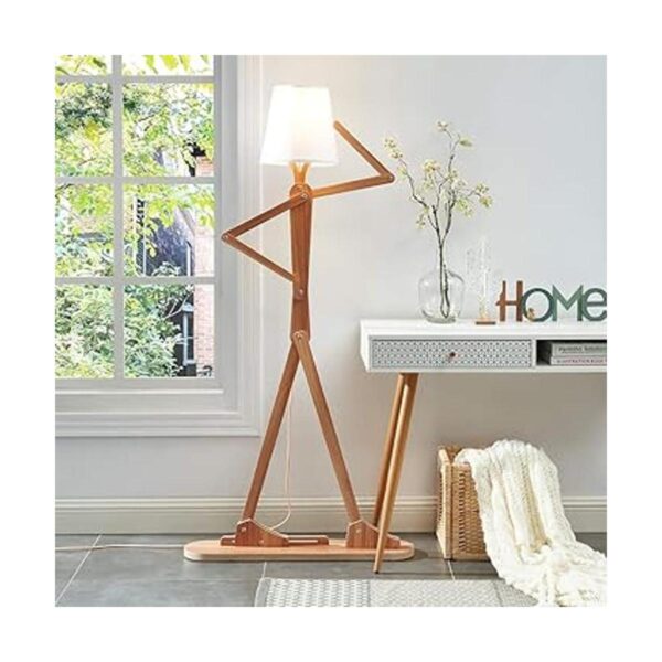 HROOME Lámpara de pie alta decorativa de madera con brazo_3