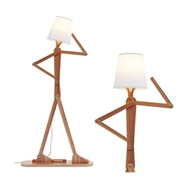 HROOME Lámpara de pie alta decorativa de madera con brazo_1
