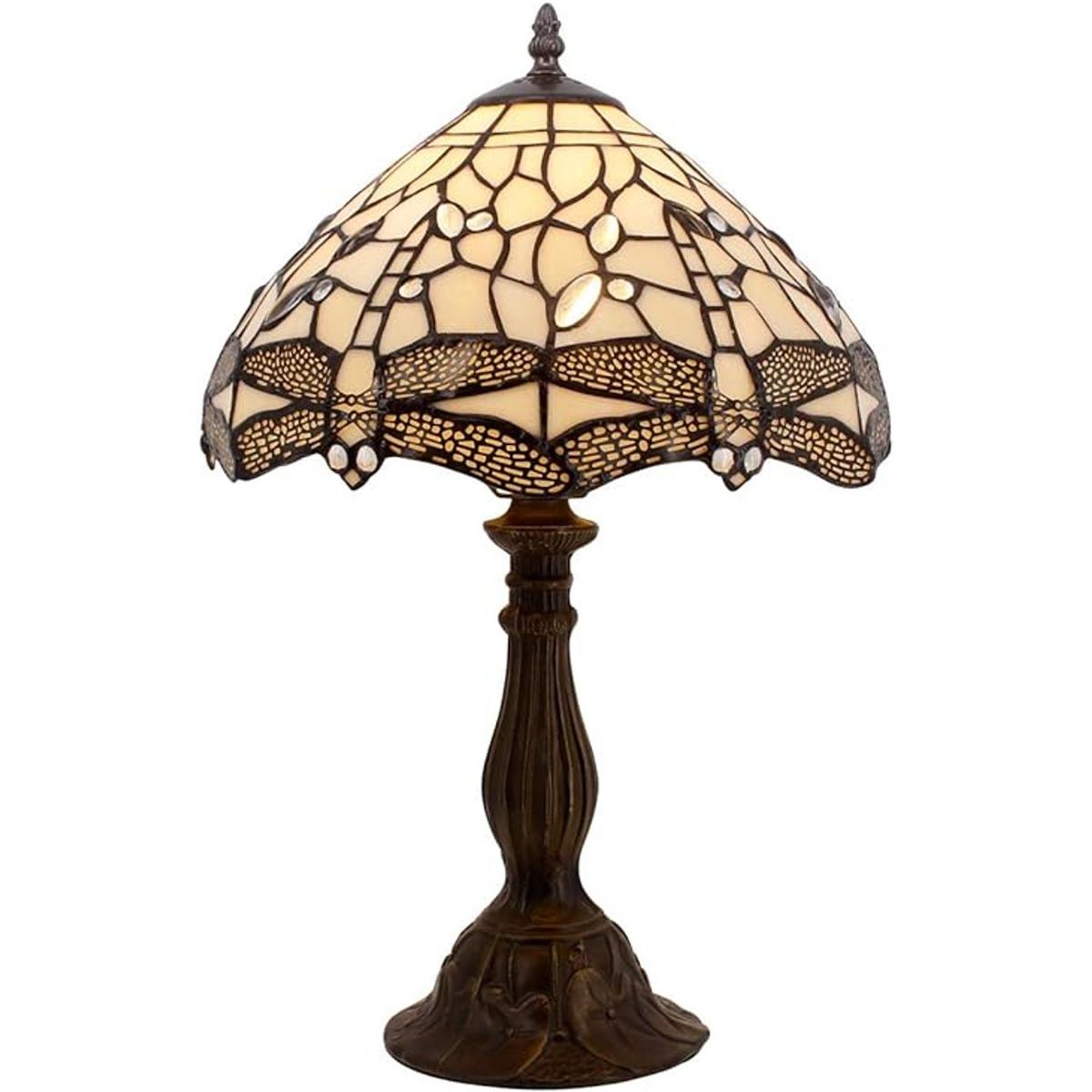 WERFACTORY Tiffany Lámpara de mesa de noche de libélula
