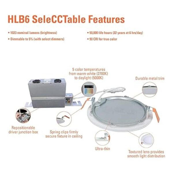 HALO Luz LED empotrada para techo y disco de ducha de 6_4