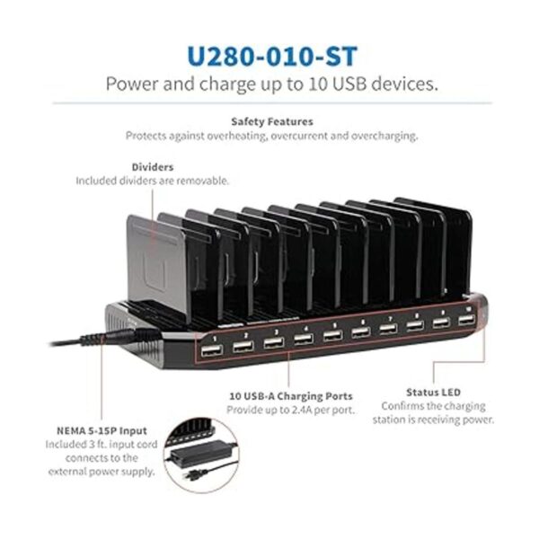 TRIPP LITE 10 puertos USB estación de carga Dock con_3
