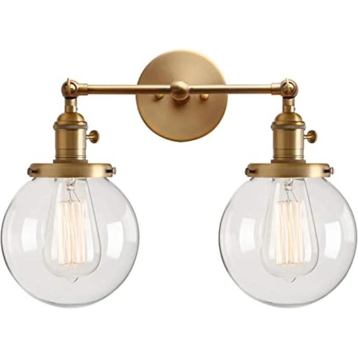 Permo Aplique doble vintage industrial antiguo con 2 luces
