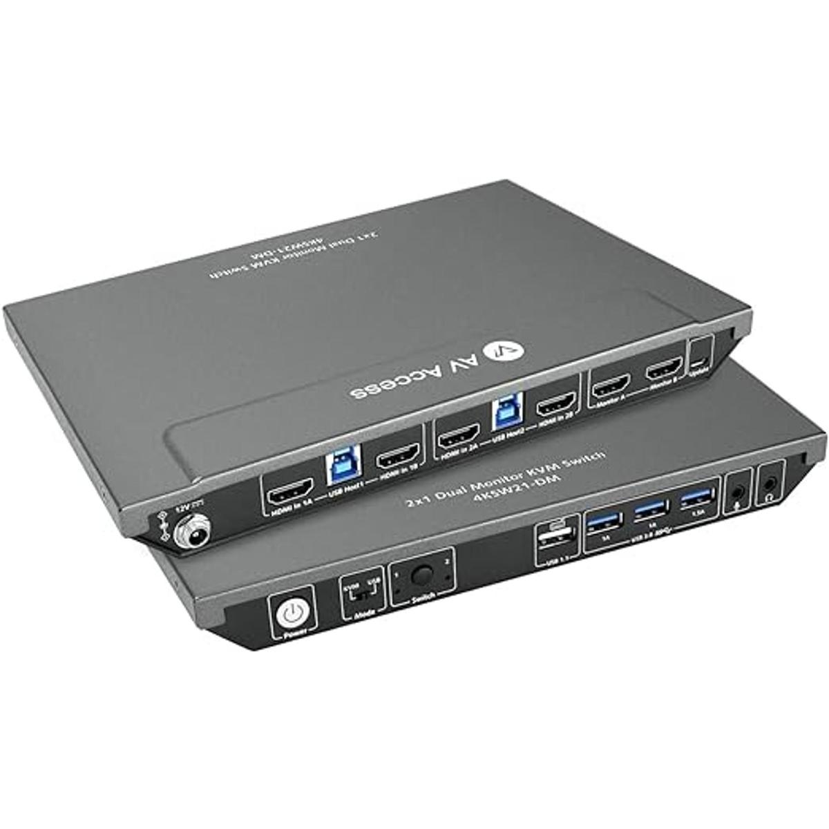 AV Access KVM Switch Dual Monitor 2 puertos 4K a 60Hz 2K