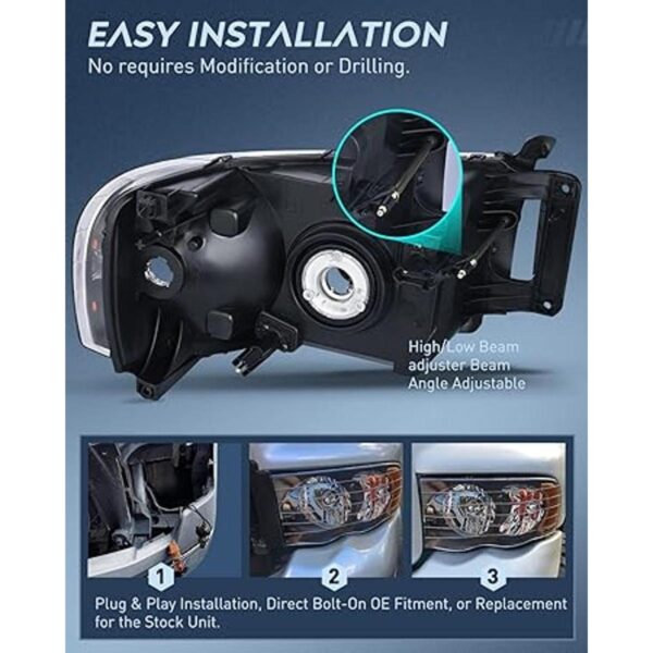 Nilight Faros delanteros para camioneta Ram 1500 2500 3500_3