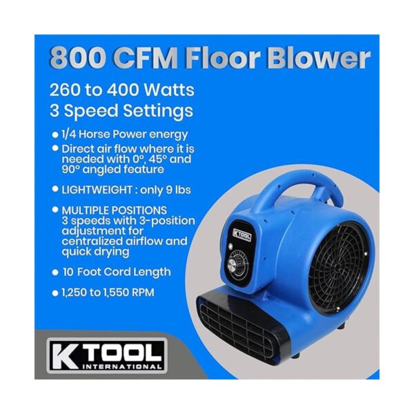 K Tool International Soplador de piso con motor de aire de