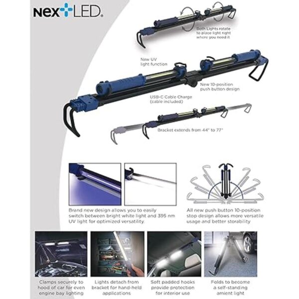 NextLED recargable de 2000 lúmenes bajo el capó 2 luces