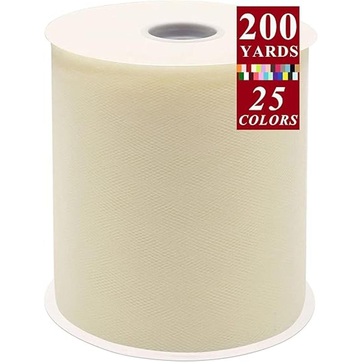 Rollos de tela de tul marfil de 6 pulgadas por 200 yardas