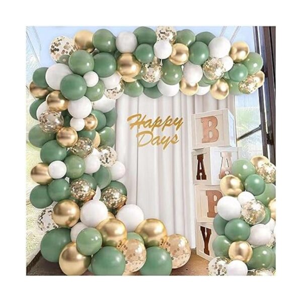 132 globos de color verde oliva dorado blanco safari_1