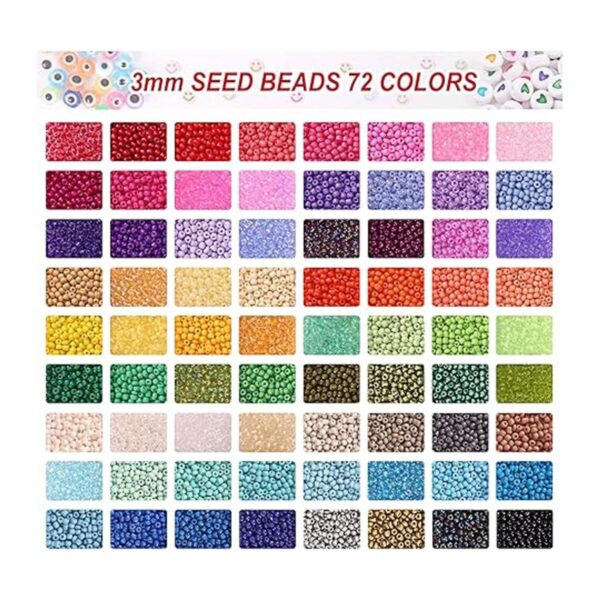 QUEFE 14400 cuentas de semillas de vidrio de 72 colores_2