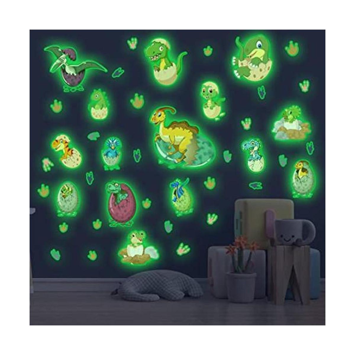 Calcomanías de pared de dinosaurio que brillan en la