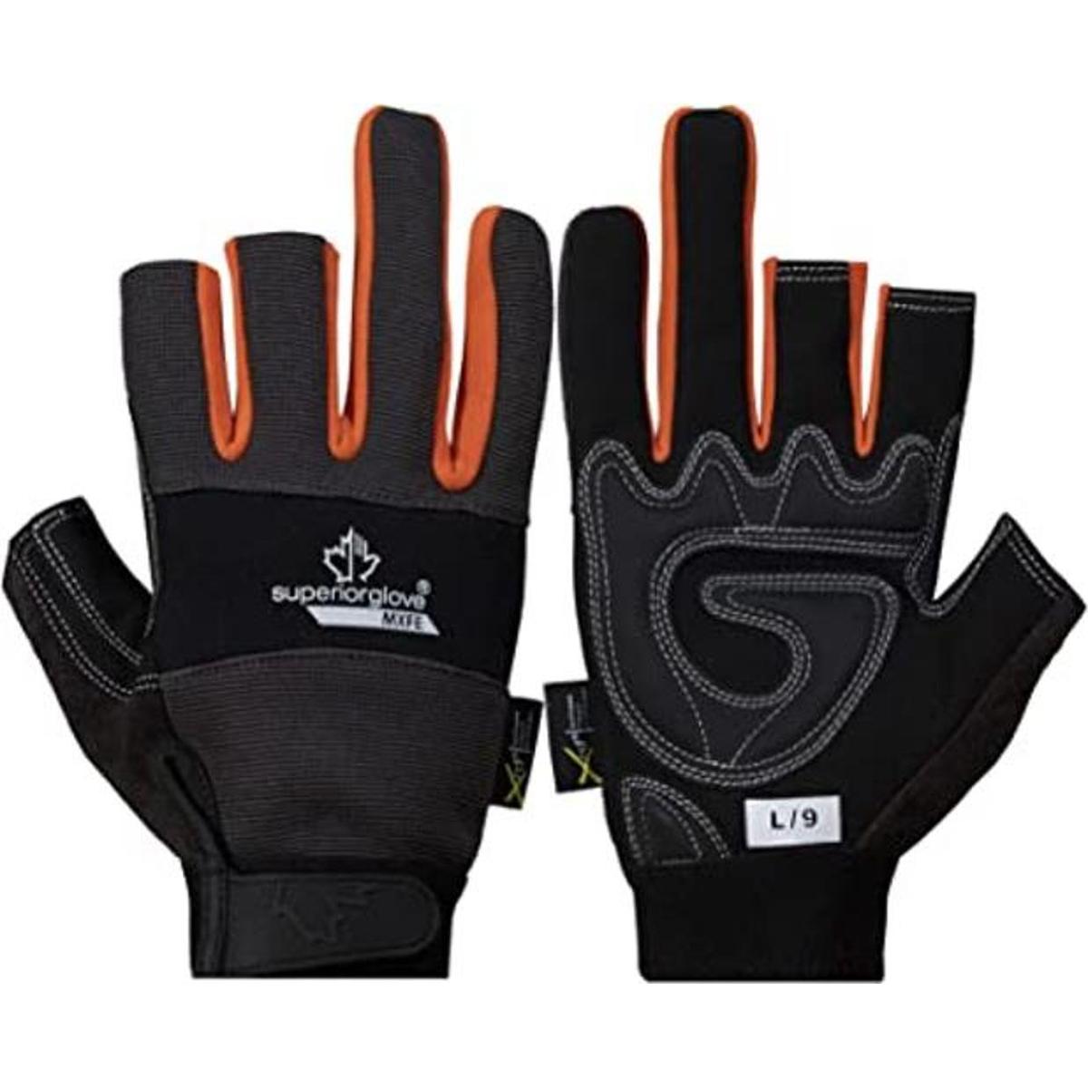 Superior Glove Guantes de cuero con medio dedo 1 par de