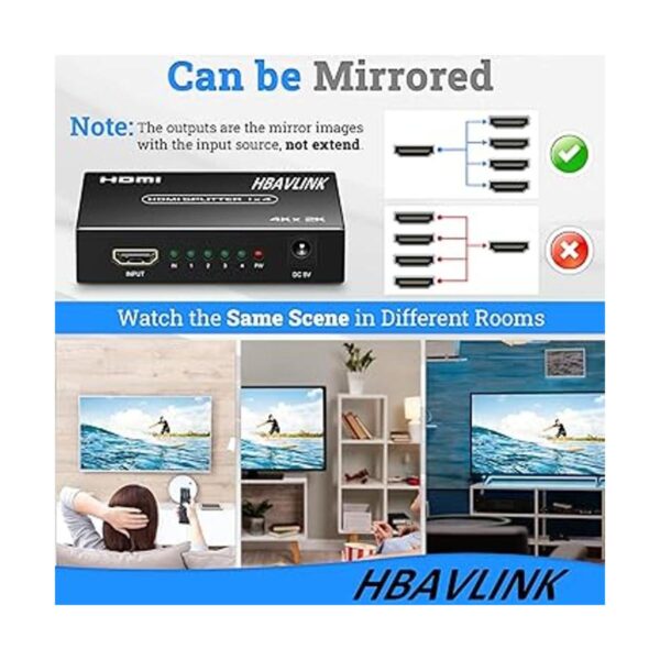 Divisor HDMI 1 en 4 salidas con cable HDMI de 3.3_5