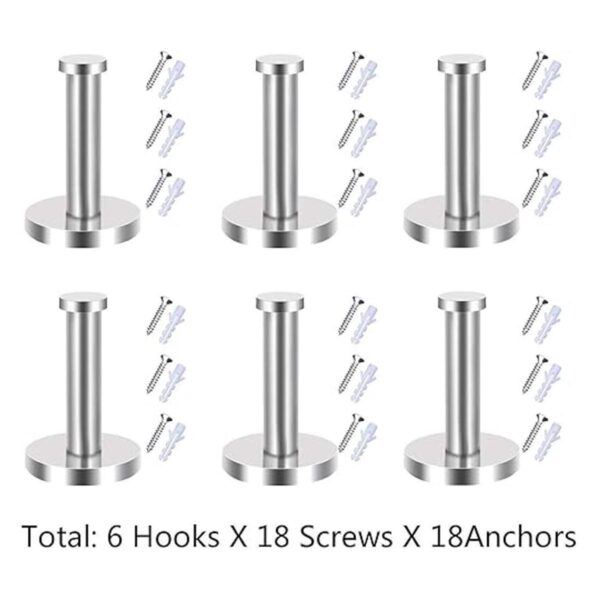 ONWON 6 piezas de ganchos de acero inoxidable para toalla_2