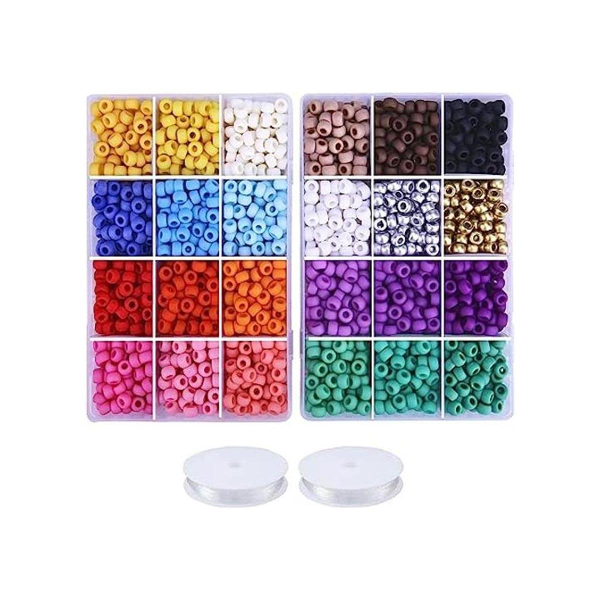 Greentime Kit de cuentas de poni 2800 cuentas opacas mate