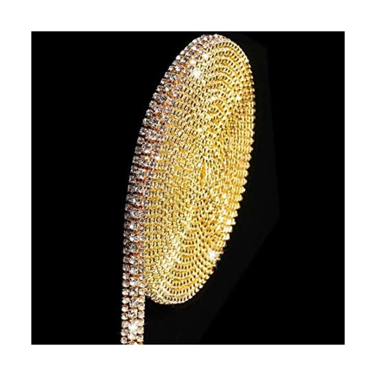 Cadena de 3 filas de diamantes de imitación de cristal