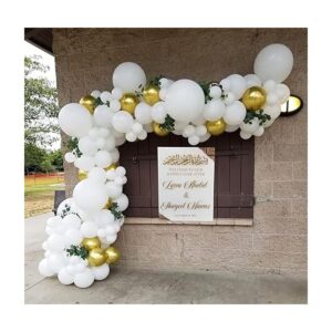 Beaumode Kit de guirnalda de globos blancos y dorados