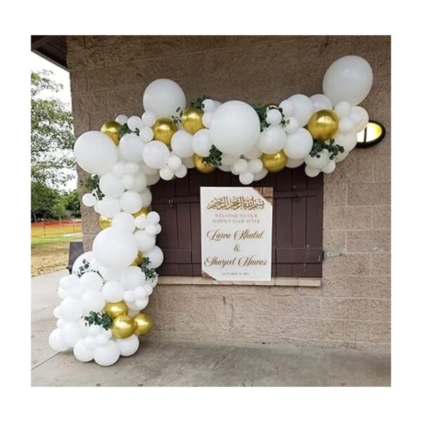 Beaumode Kit de guirnalda de globos blancos y dorados