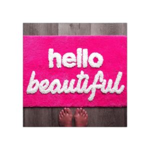 Hello Beautiful Tapete de baño rosa intenso melocotón