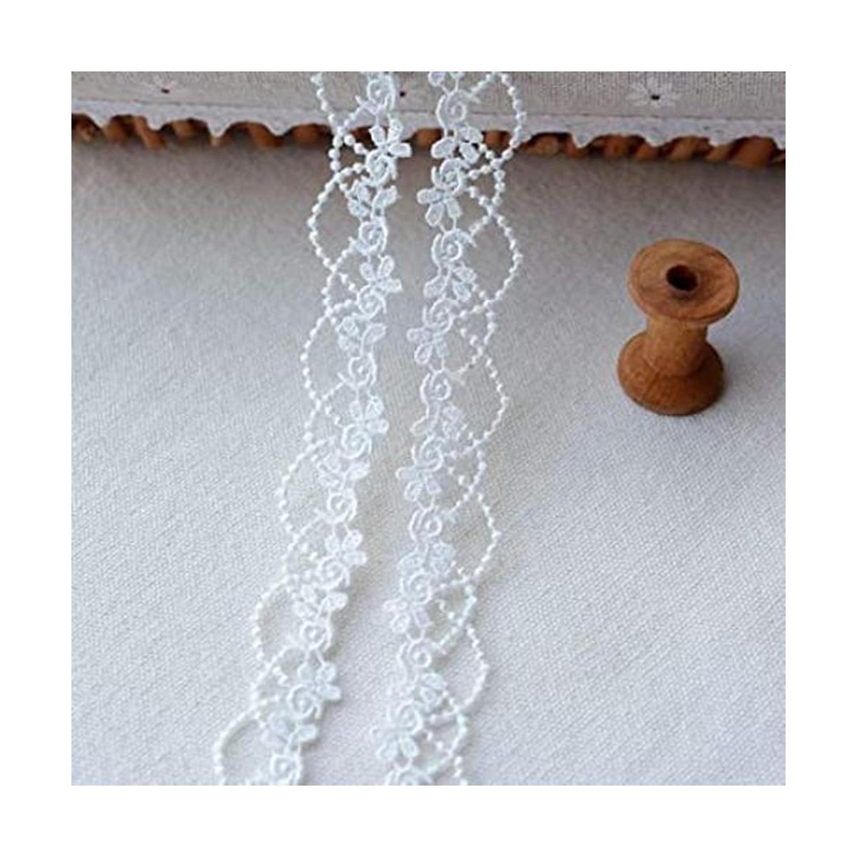 ToBeIT Borde de encaje blanco de 15 yardas borde de
