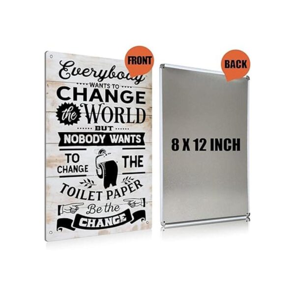 Letrero de metal BEASTZHENG Funny Be The Change Bath Tin_2