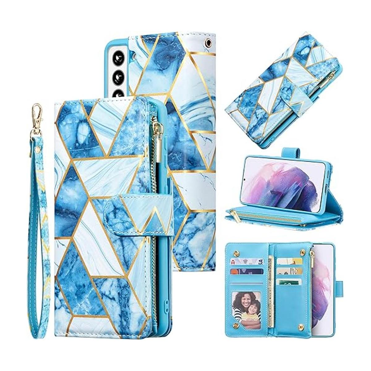 UEEBAI Funda tipo cartera para Samsung Galaxy S21 de piel