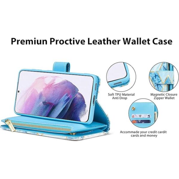 UEEBAI Funda tipo cartera para Samsung Galaxy S21 de piel_3