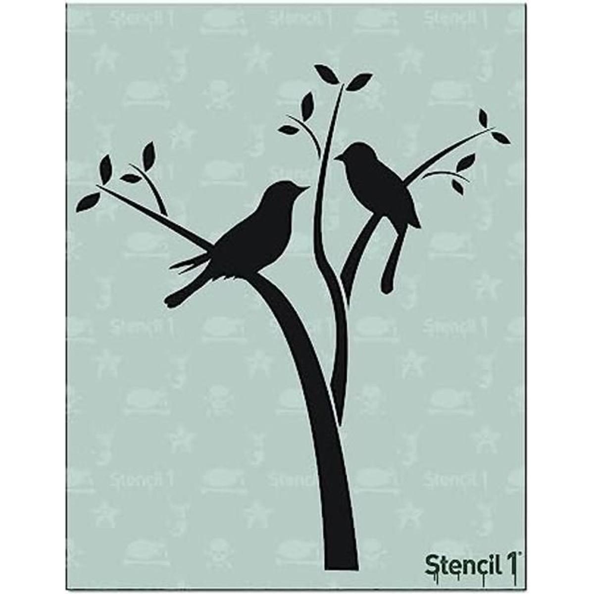 Stencil1 8.5x11 stencilbirds en las ramas por Stencil 1
