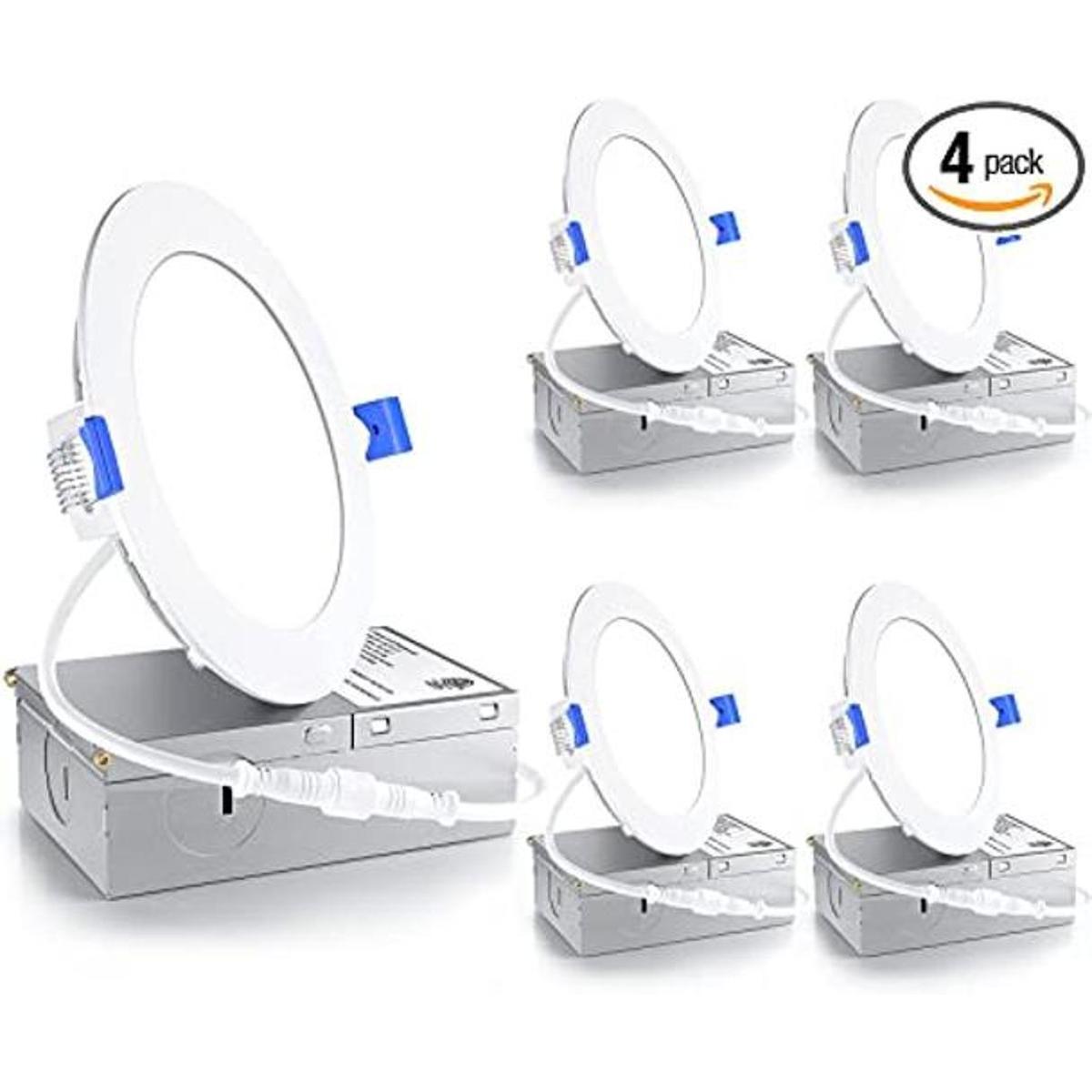 Ensenior Paquete de 4 luces LED de techo empotrables