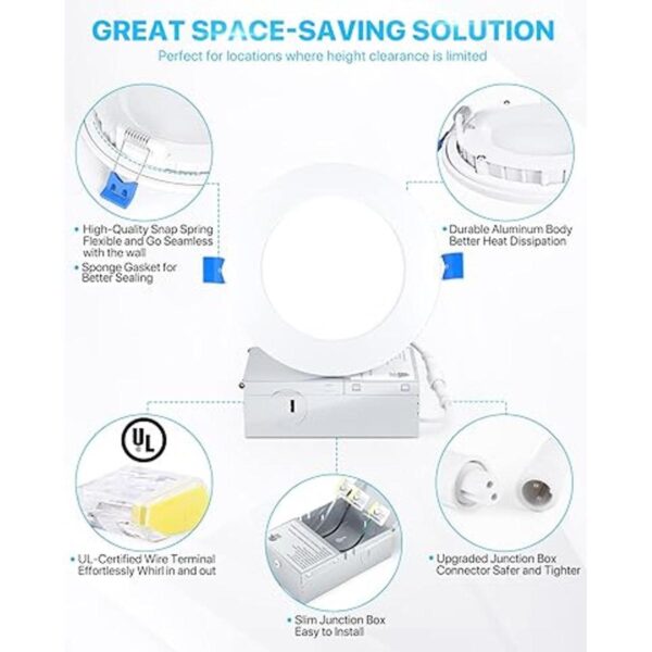 Ensenior Paquete de 4 luces LED de techo empotrables_2