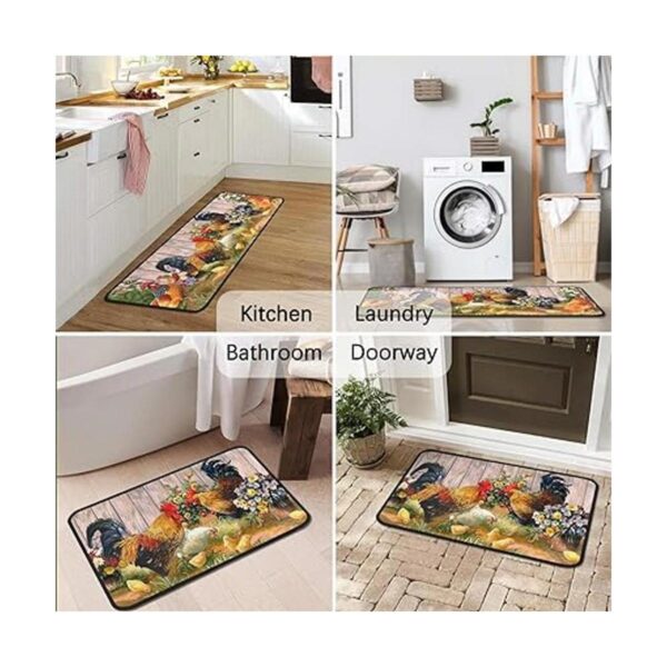 Juego de 2 alfombras de cocina antideslizantes de gallo y_4
