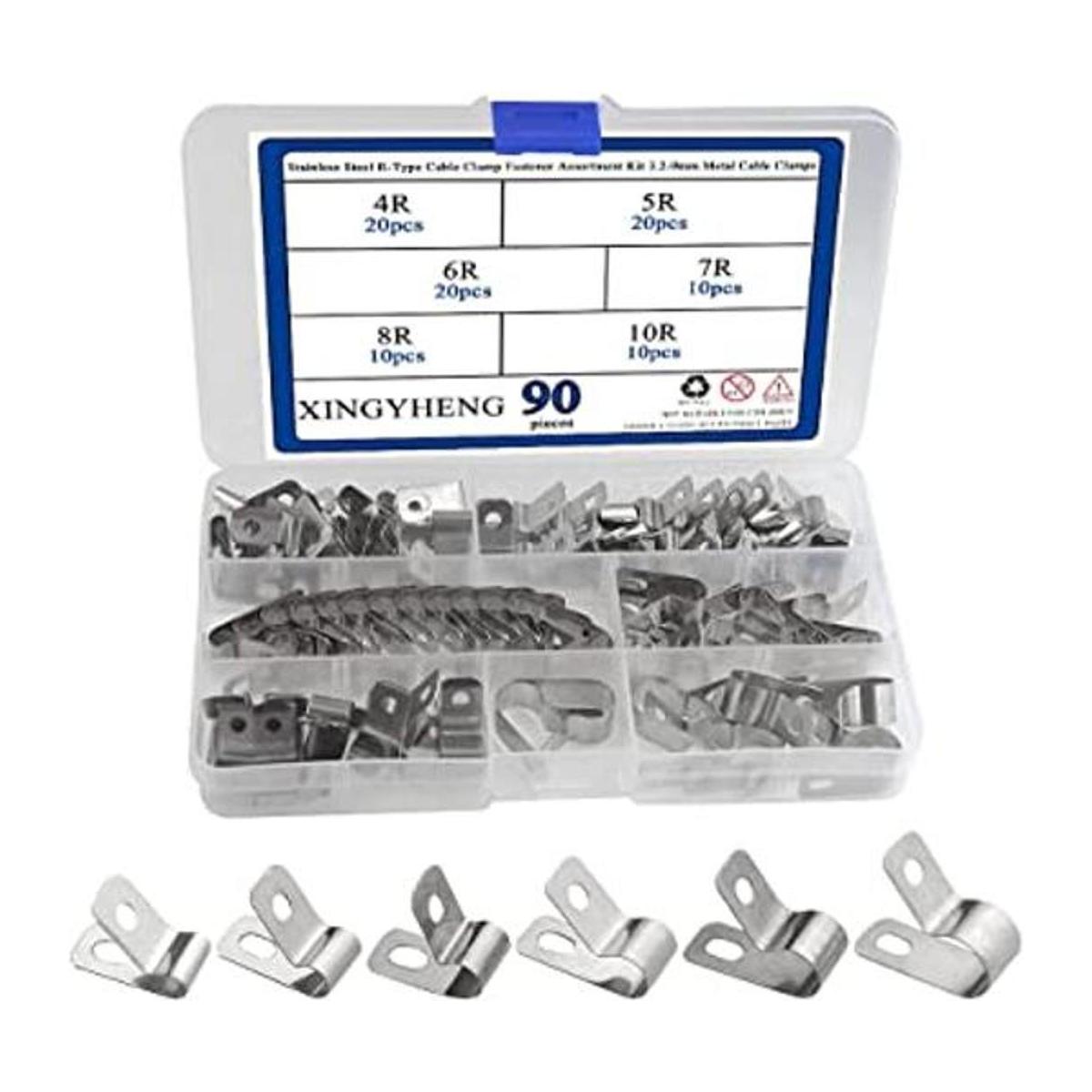 XINGYHENG 90pcs de acero inoxidable tipo R abrazadera de