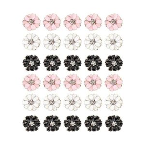 AUEAR 30 botones de costura de flores esmaltadas de metal
