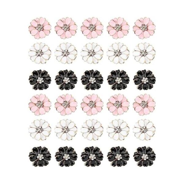 AUEAR 30 botones de costura de flores esmaltadas de metal