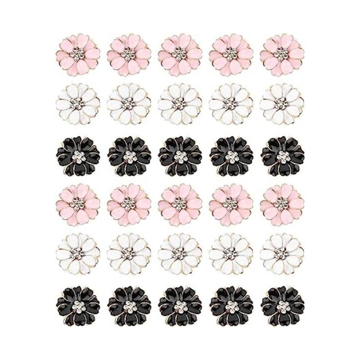 AUEAR 30 botones de costura de flores esmaltadas de metal