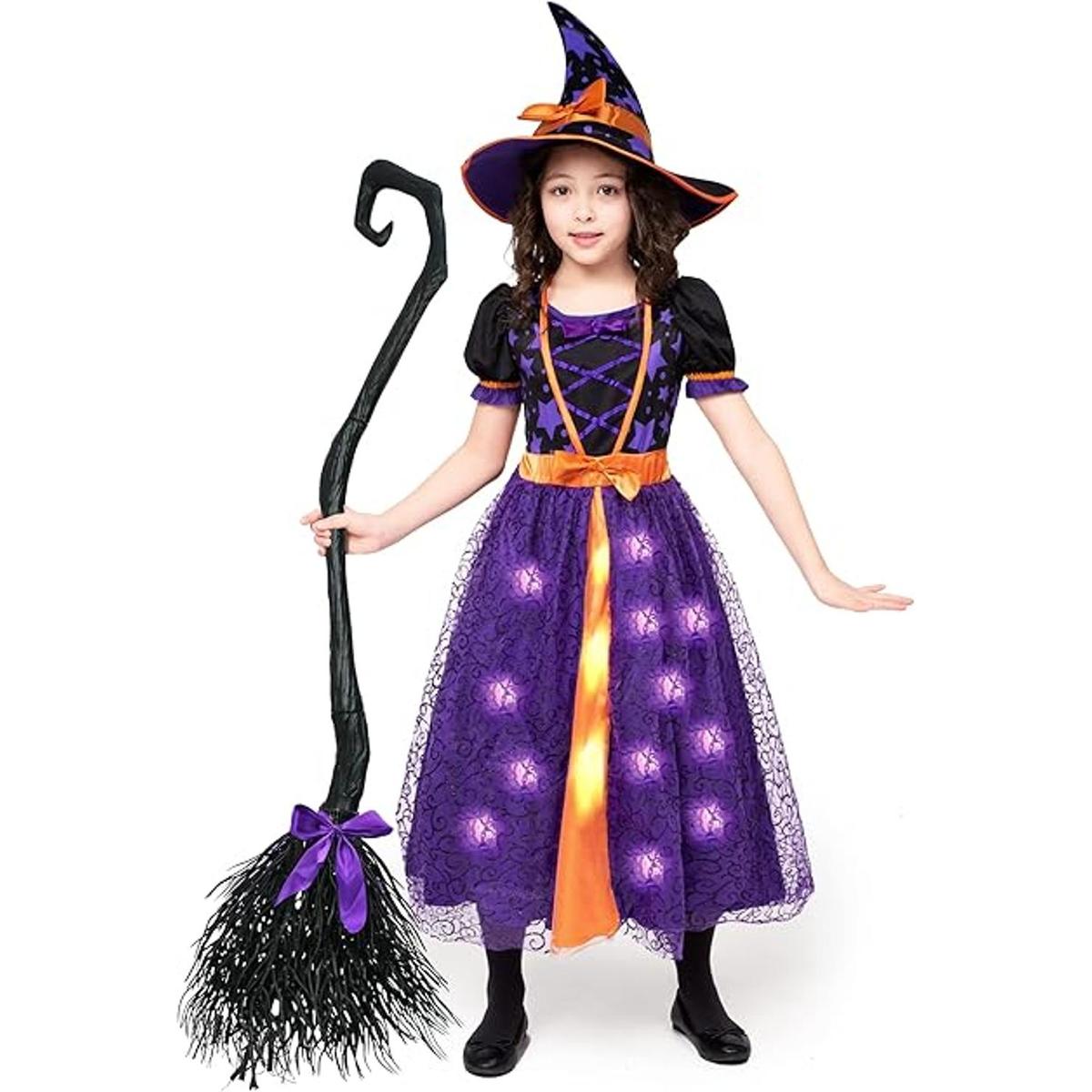 Spooktacular Creations Disfraz de bruja púrpura iluminado