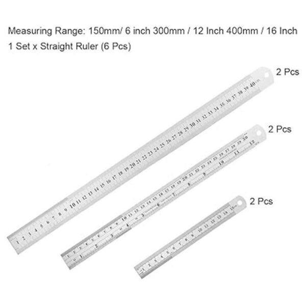 uxcell Regla recta 5.906 in 6 pulgadas 11.811 in 12_2