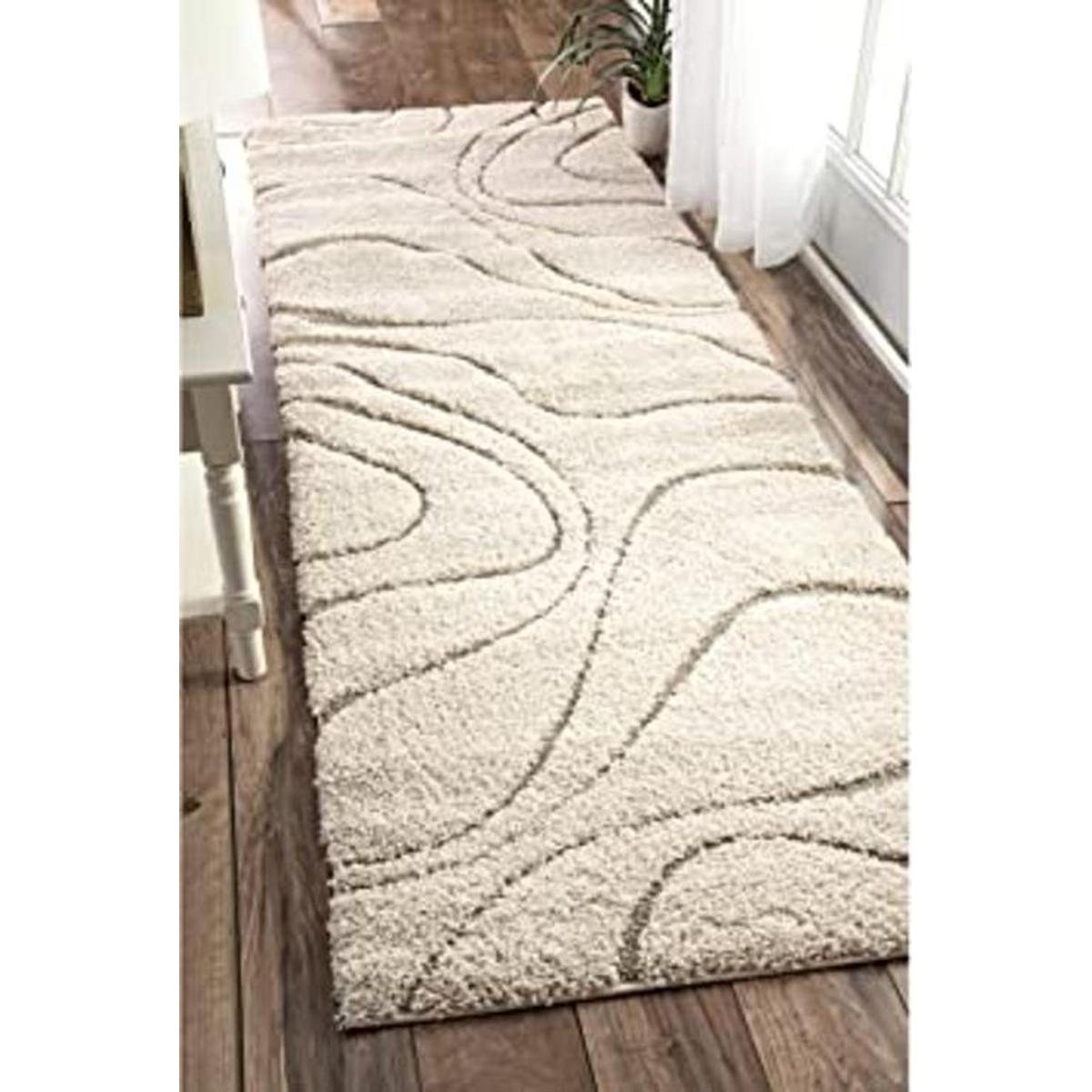 nuLOOM Alfombra suave de felpa con diseño de curvas