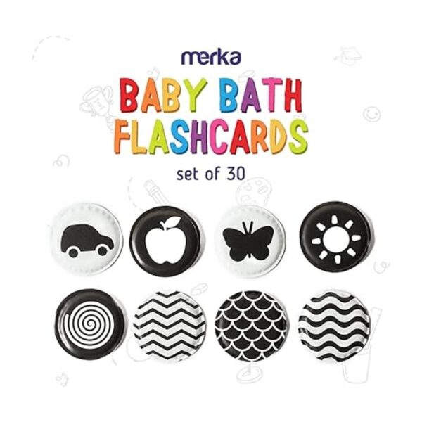merka Tarjetas de baño para bebés blanco y negro juego_2