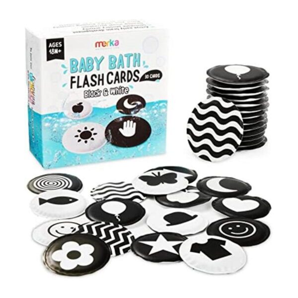 merka Tarjetas de baño para bebés blanco y negro juego_1