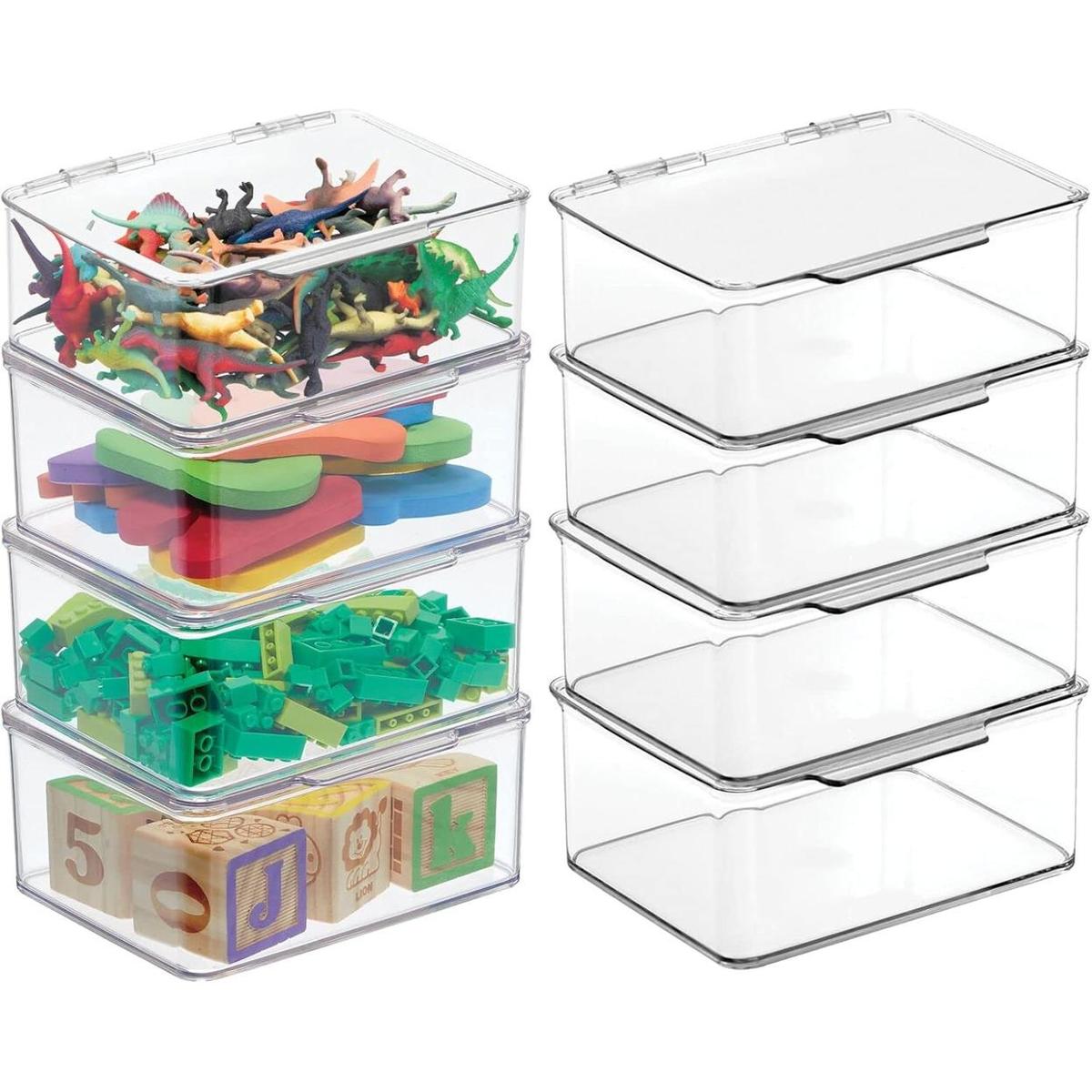 mDesign Cajas apilables de plástico para juguetes con
