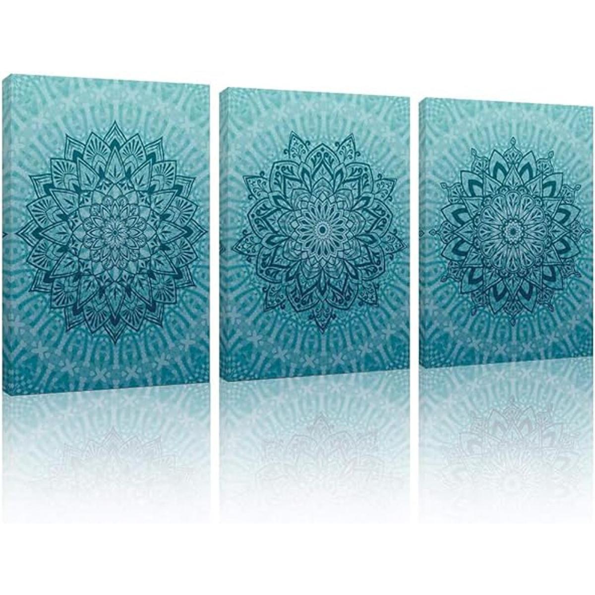 lamplig Cuadros de arte de pared con mandala color azul