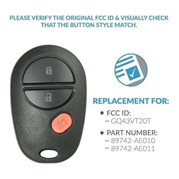 keyless2go Nueva Keyless Entry Remote Key Fob 3 Botón_4