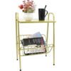 jbikao Mesa auxiliar dorada mesa decorativa con soporte_1