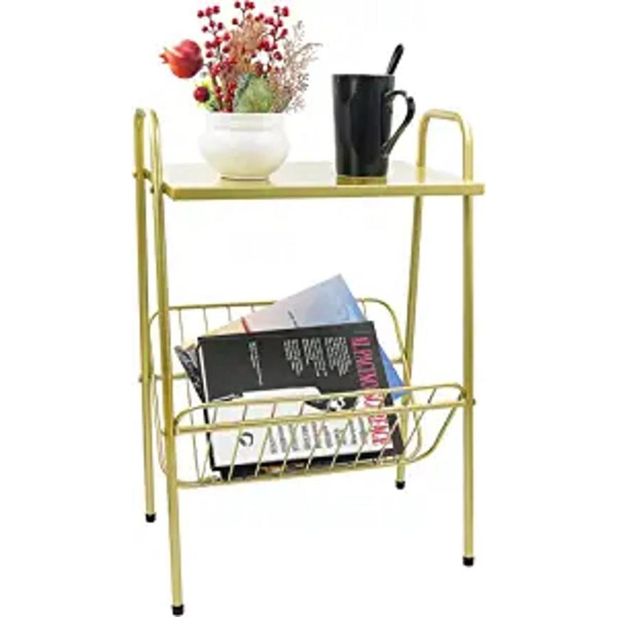 jbikao Mesa auxiliar dorada mesa decorativa con soporte