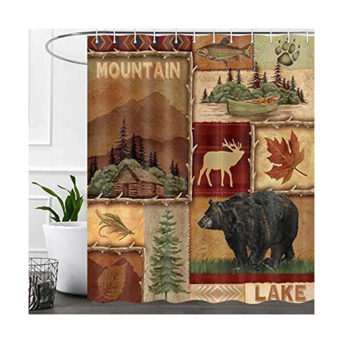 iTapnoom Juego de cortinas de ducha rústicas de oso