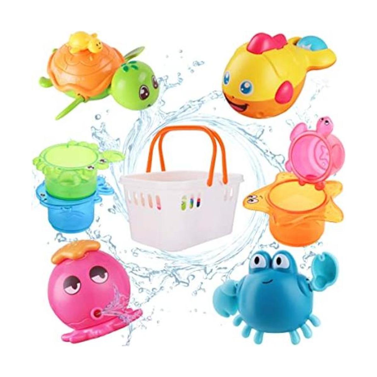 iPlay iLearn Juguetes de baño para bebé con organizador