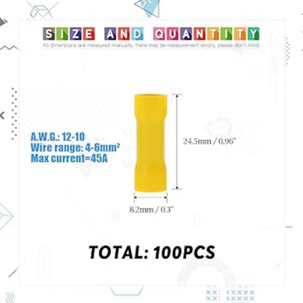 glarks 100pcs 12 10 Gauge Butt eléctricos Insulated_2