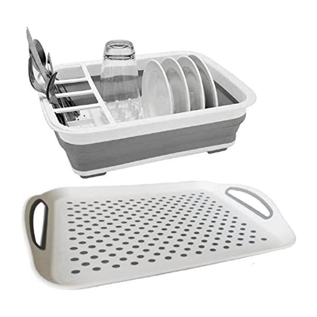 escurridor de platos plegable con tabla de drenaje