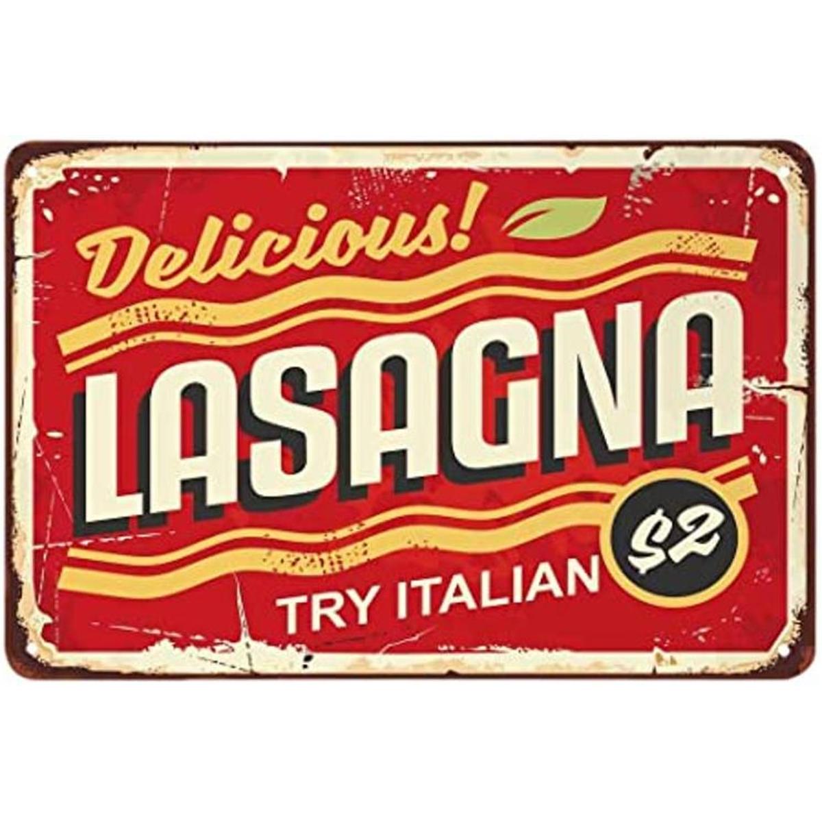 de lasaña Try Italy Delicious Food carteles de metal